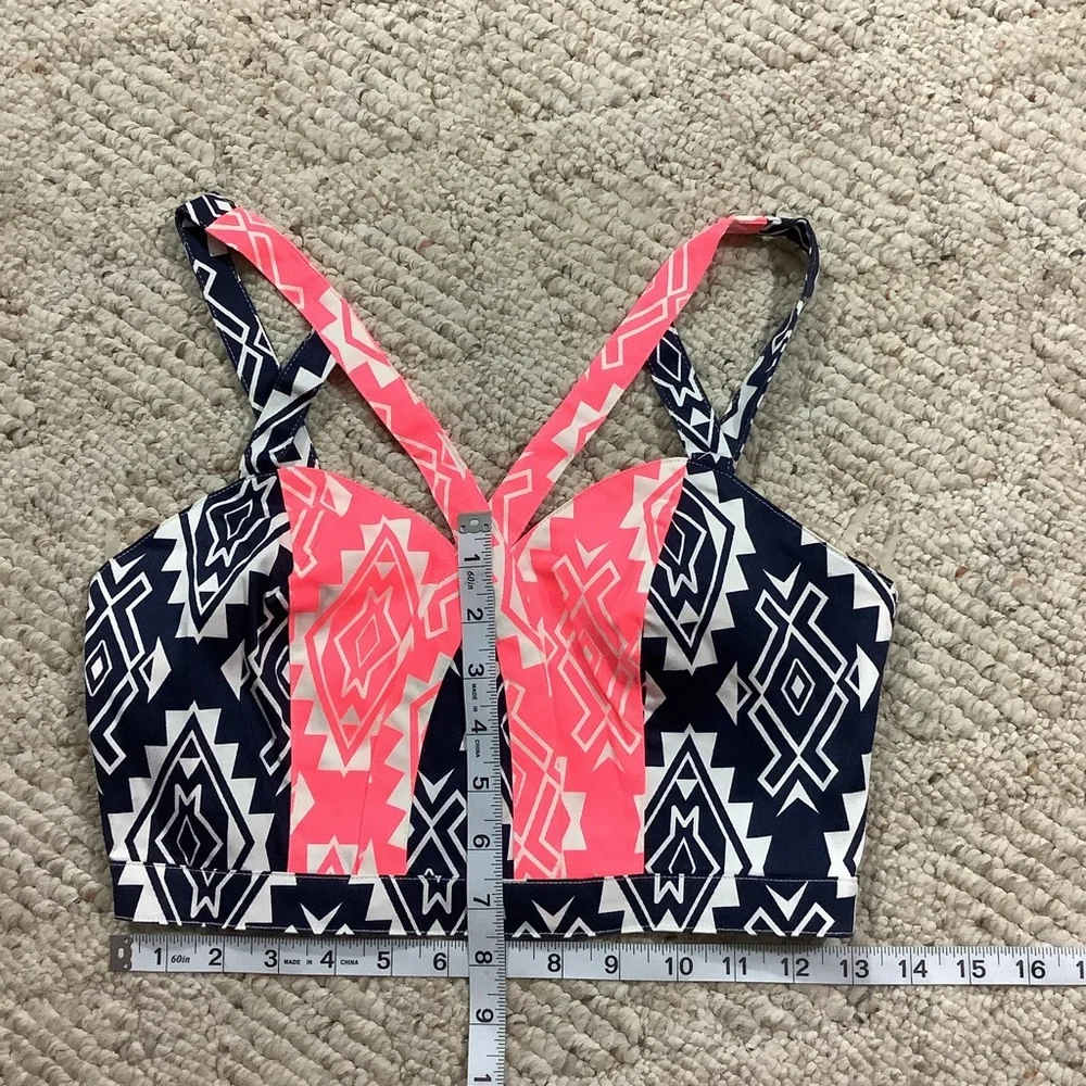 FLYING TOMATO Aztec Print Back Zip Crop Top SZ-S - Picture 10 of 11